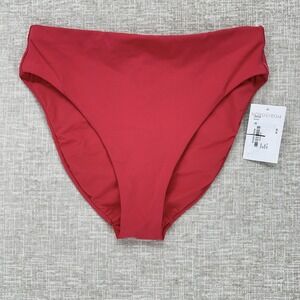 Robin Piccone Bikini Bottom Women Medium Peony High Waist Solid Stretch Swimwear